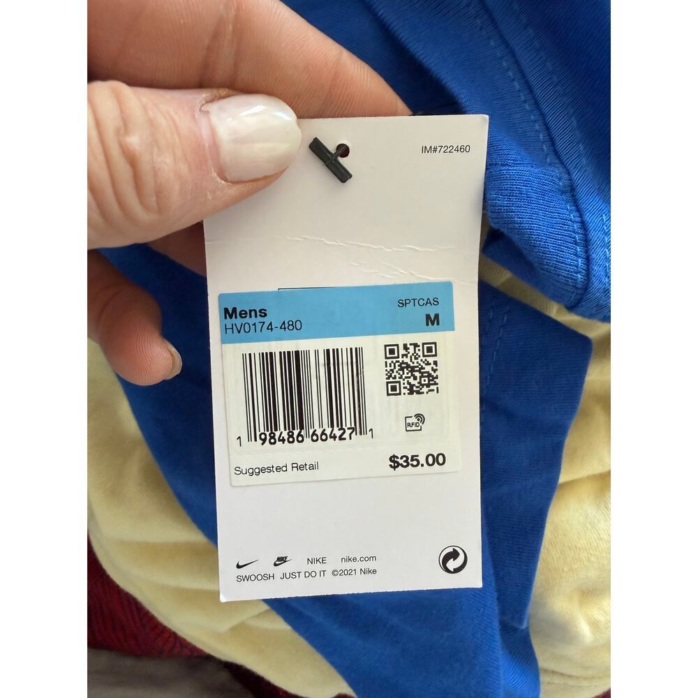 NWT Nike T-Shirt Just Do It Crew Neck Short Sleeve Regular Fit Blue White Size M - Picture 7 of 7